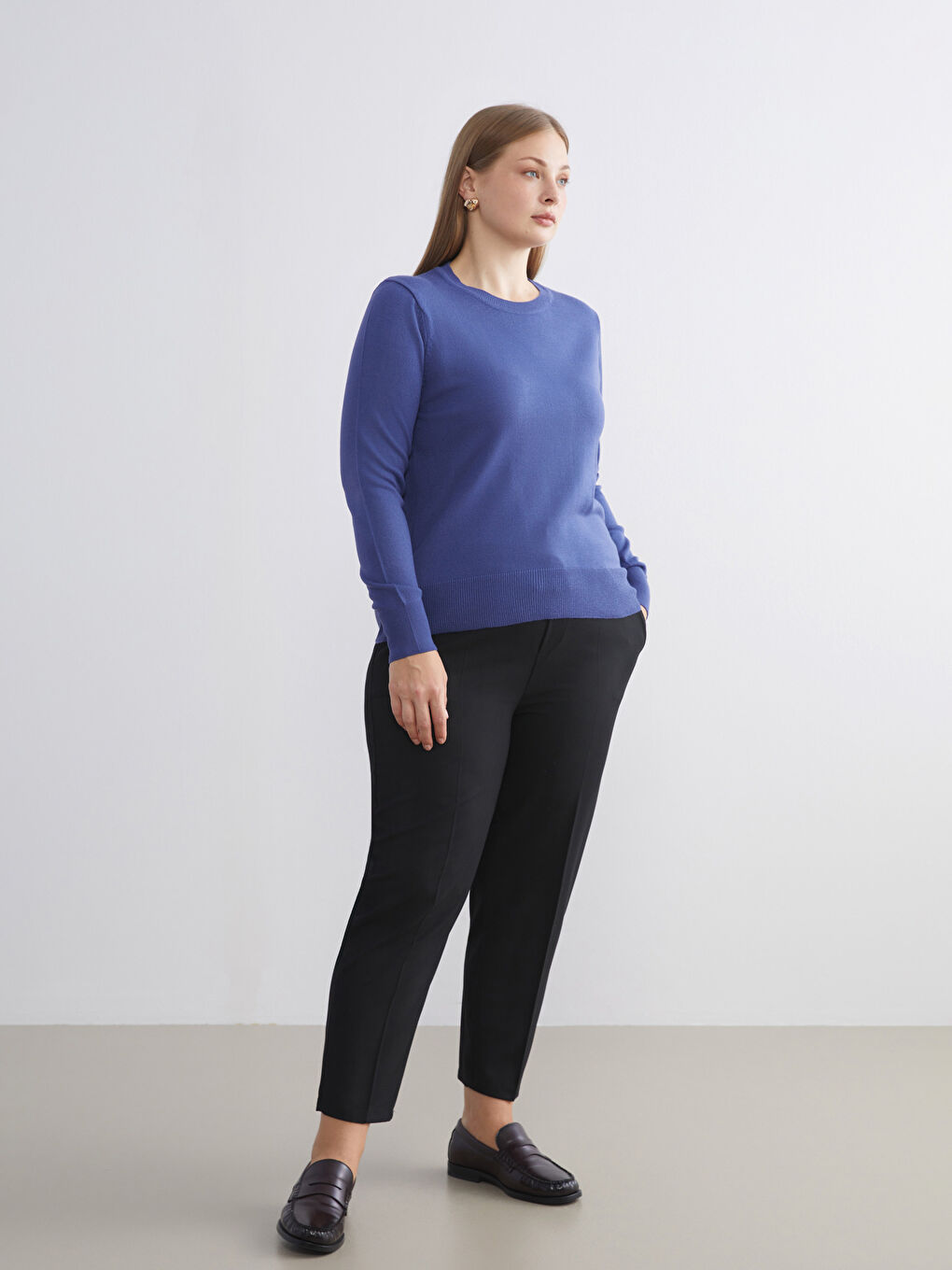 Mor Bisiklet Yaka Kadın Triko Kazak-5