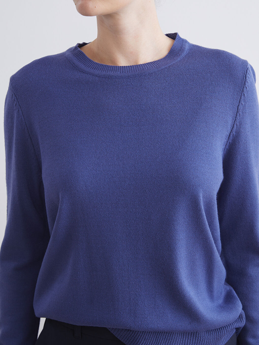 Mor Bisiklet Yaka Kadın Triko Kazak-3