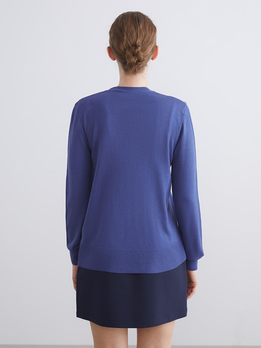 Mor Bisiklet Yaka Kadın Triko Kazak-4