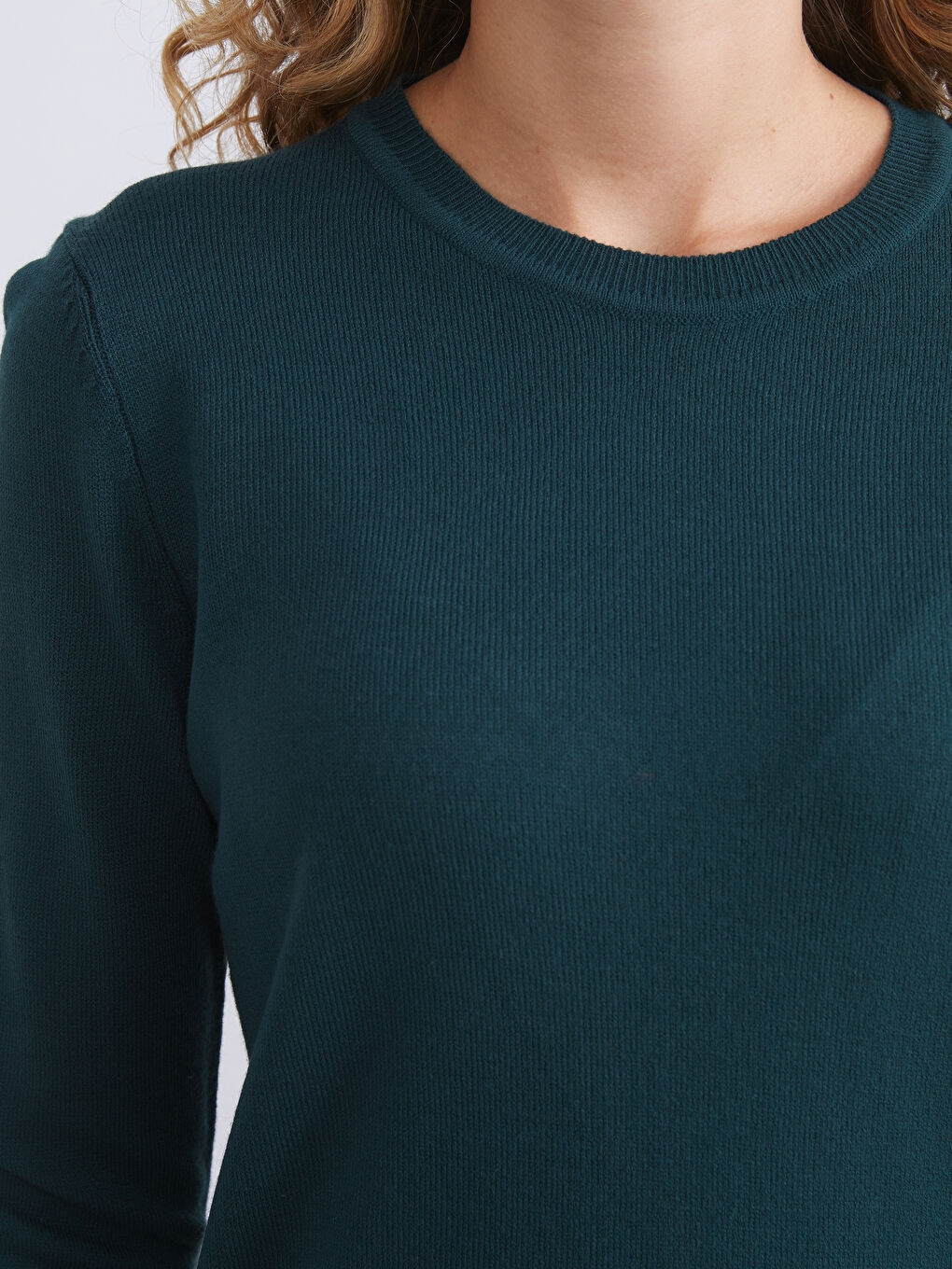 Yeşil Bisiklet Yaka Kadın Triko Kazak-4