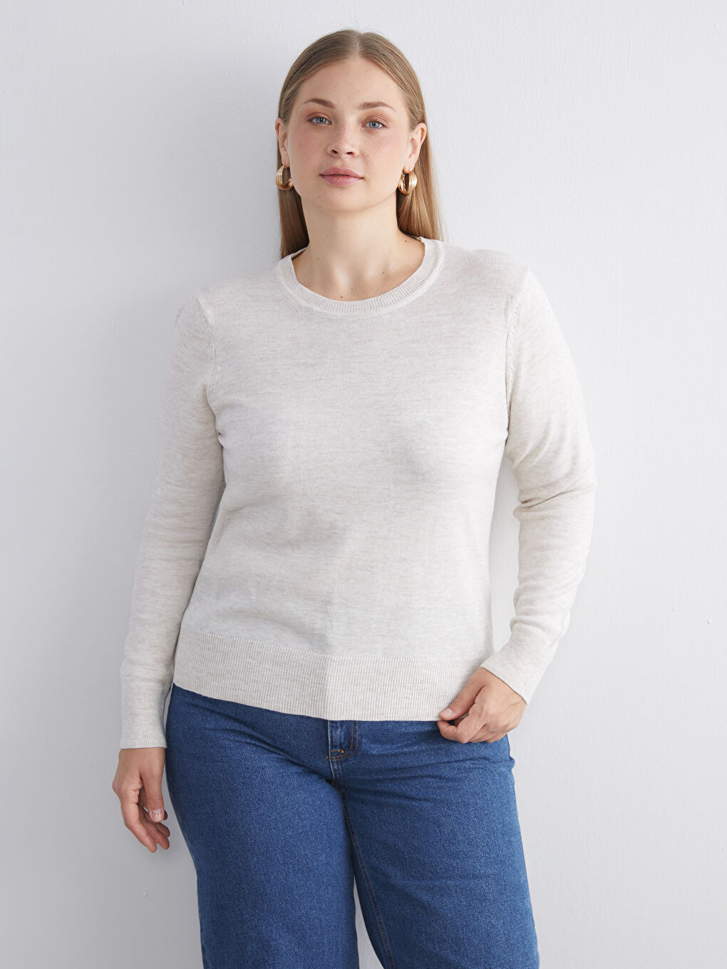 Crew Neck Women's Knitwear Sweater-1