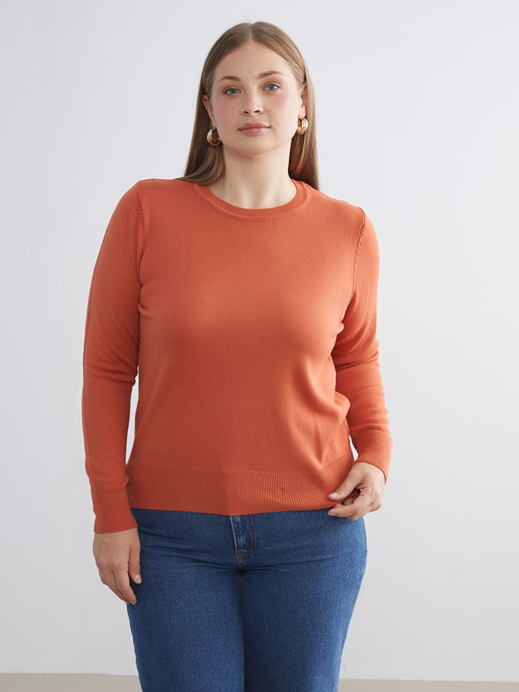 Turuncu Bisiklet Yaka Kadın Triko Kazak-1