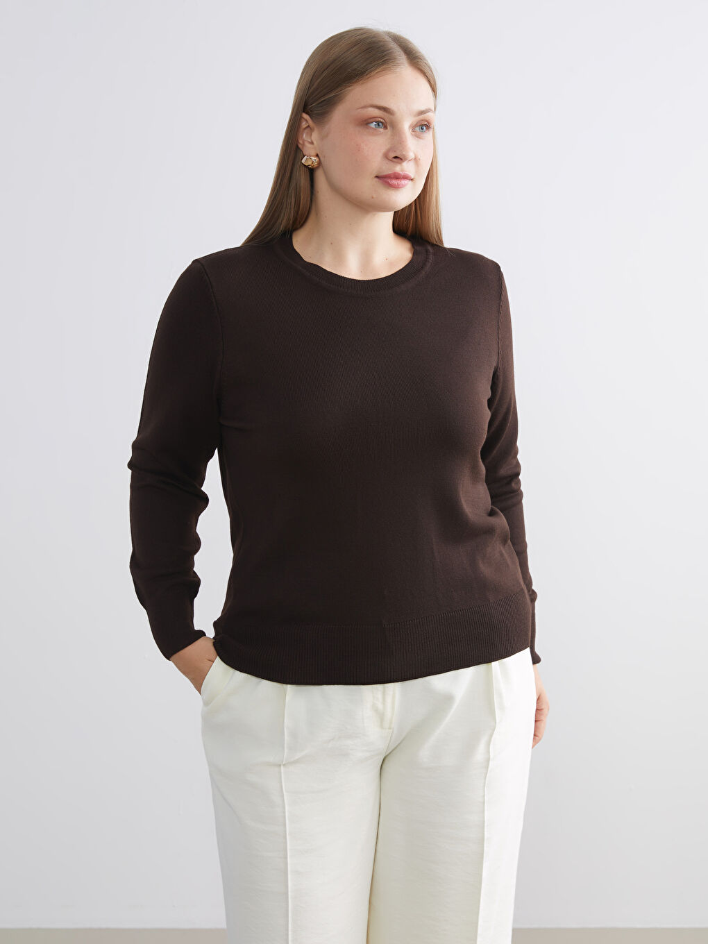 Crew Neck Women's Knitwear Sweater-1