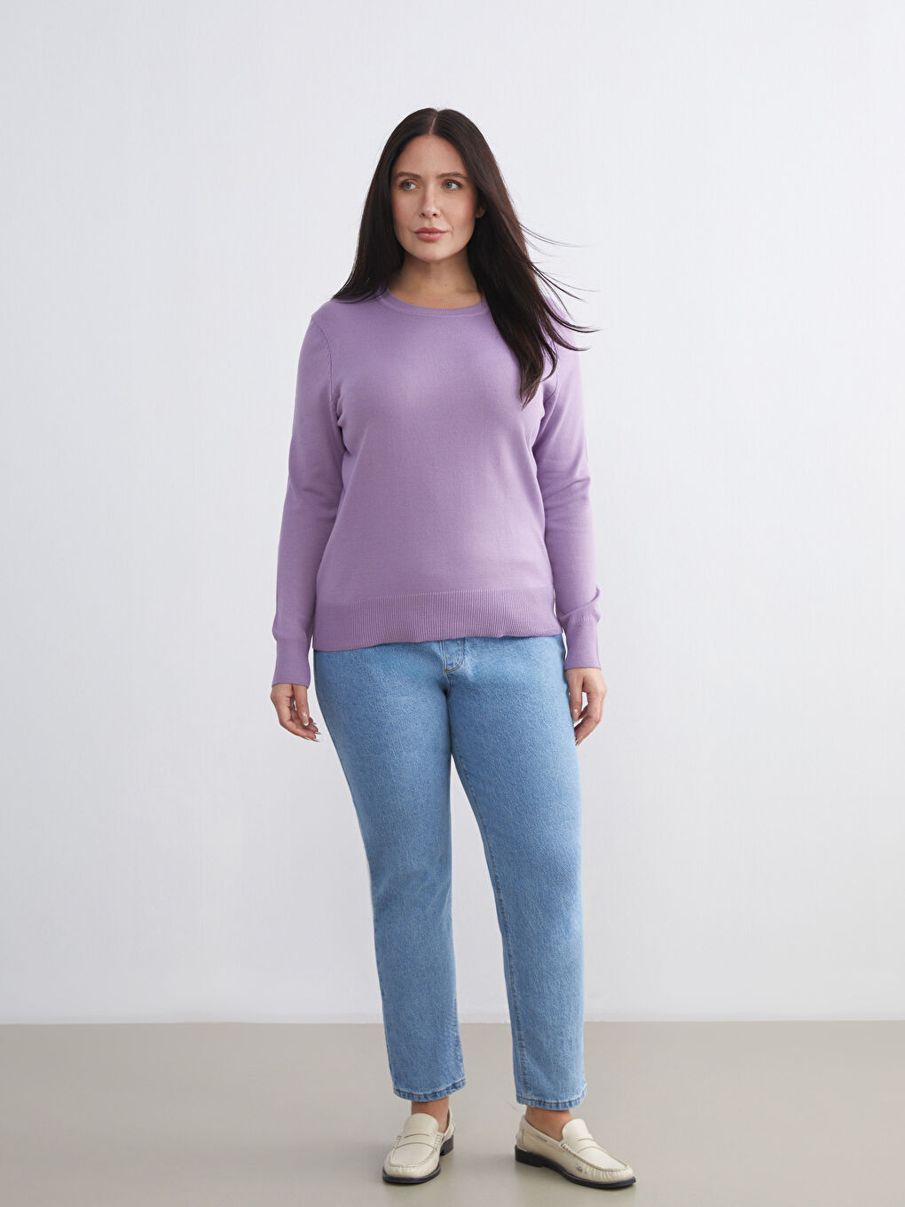 Mor Bisiklet Yaka Kadın Triko Kazak-5