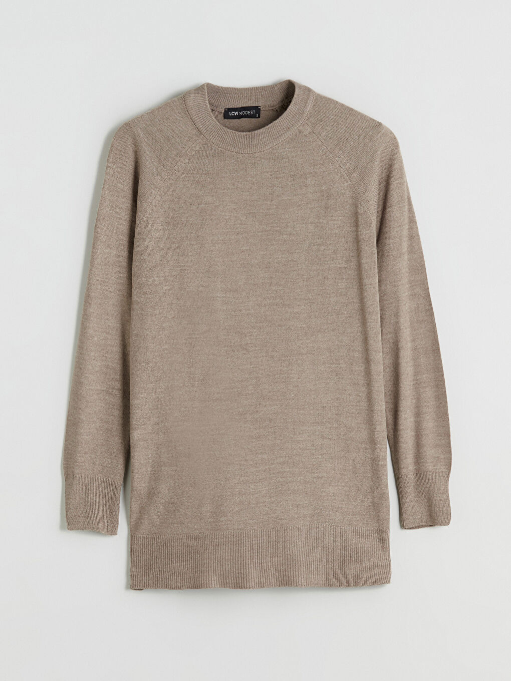 Bej Bisiklet Yaka Kadın Triko Kazak-7