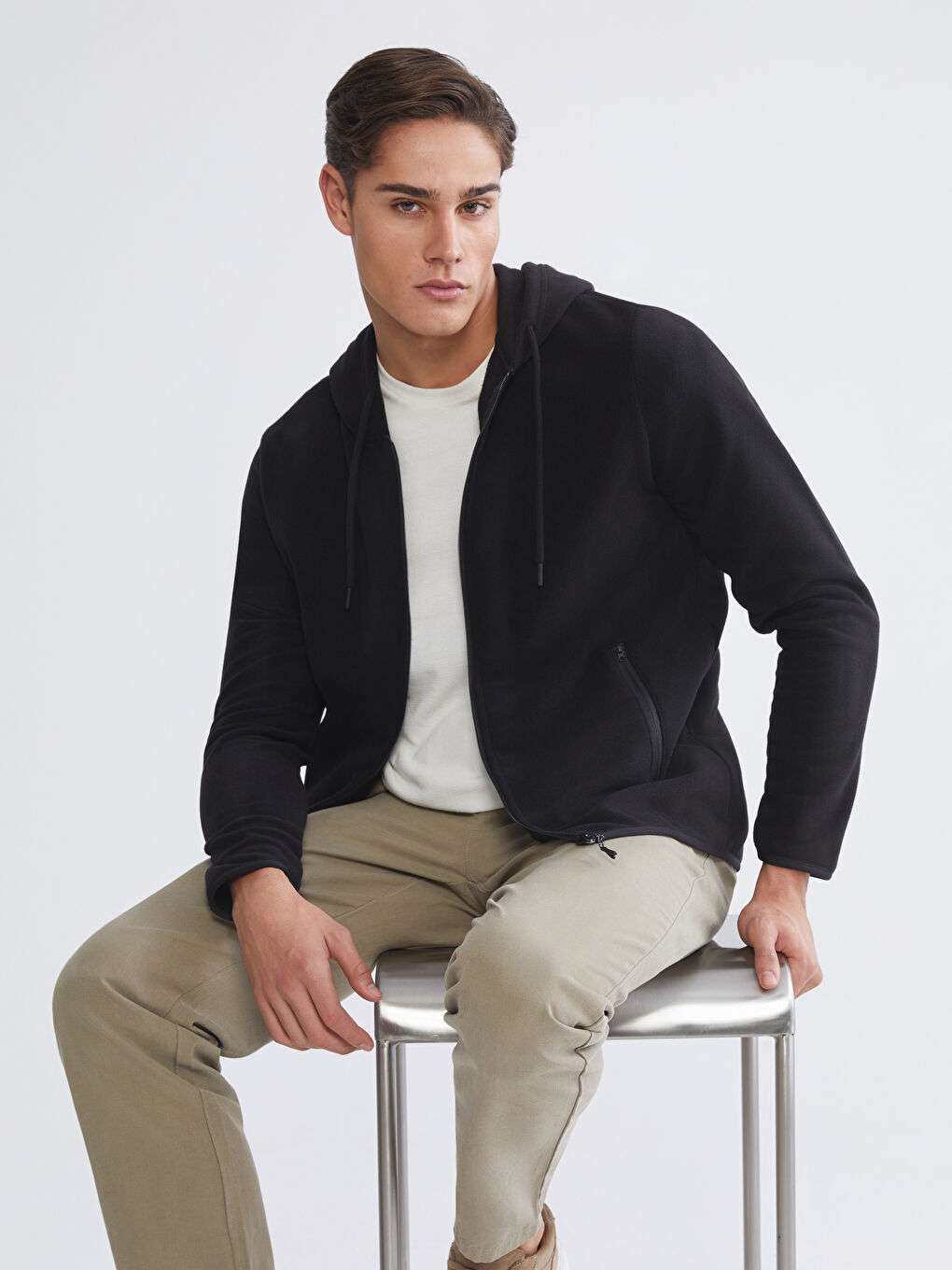 Мужчины Черный Толстовка на молнии-1