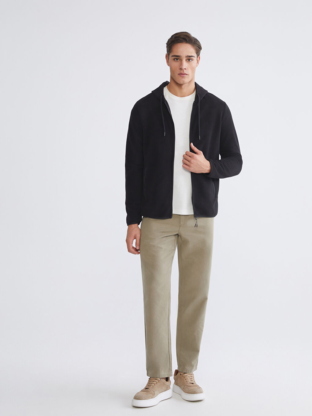 Мужчины Черный Толстовка на молнии-3