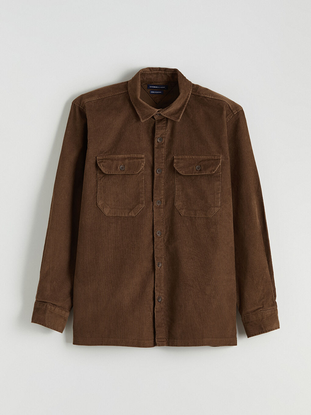 Kahverengi Rahat Kalıp Kadife Erkek Gömlek-4