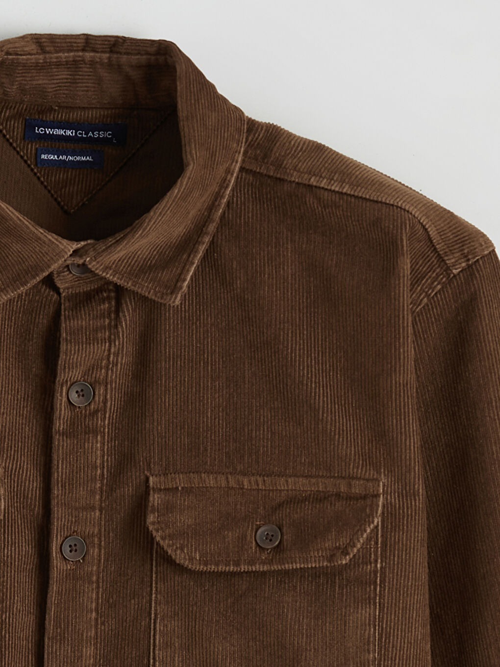 Kahverengi Rahat Kalıp Kadife Erkek Gömlek-5