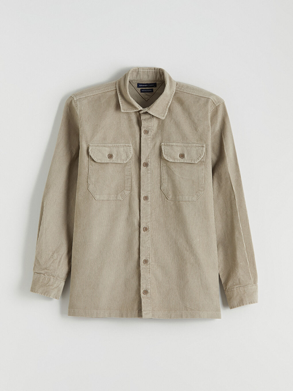 Bej Rahat Kalıp Kadife Erkek Gömlek-4