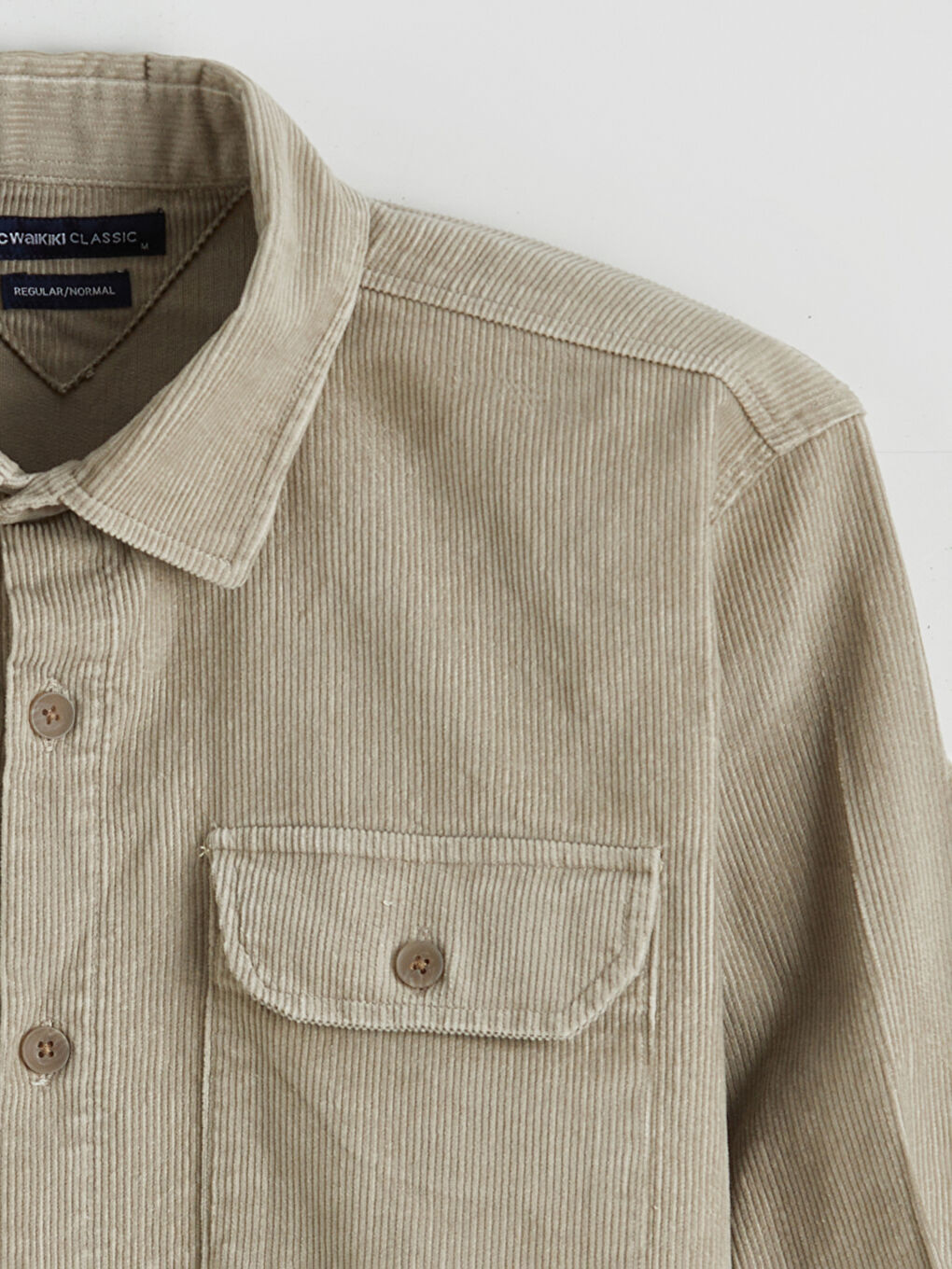 Bej Rahat Kalıp Kadife Erkek Gömlek-5