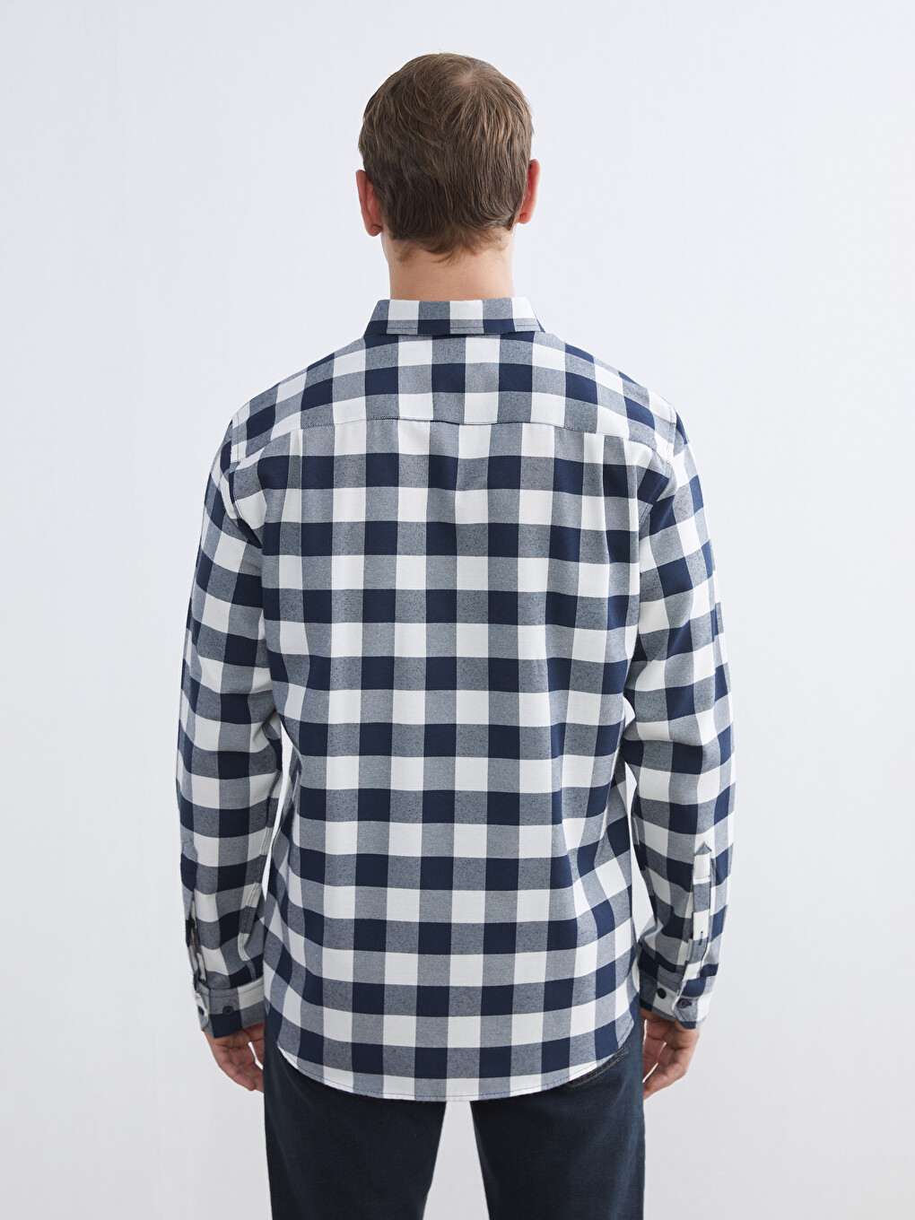 Ekru Regular Fit Ekose Gabardin Erkek Gömlek-3