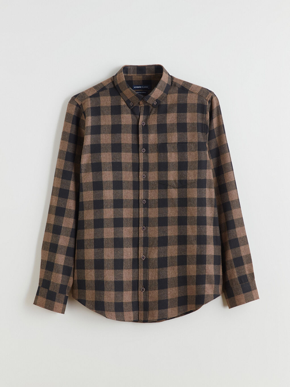 Kahverengi Regular Fit Ekose Gabardin Erkek Gömlek-4