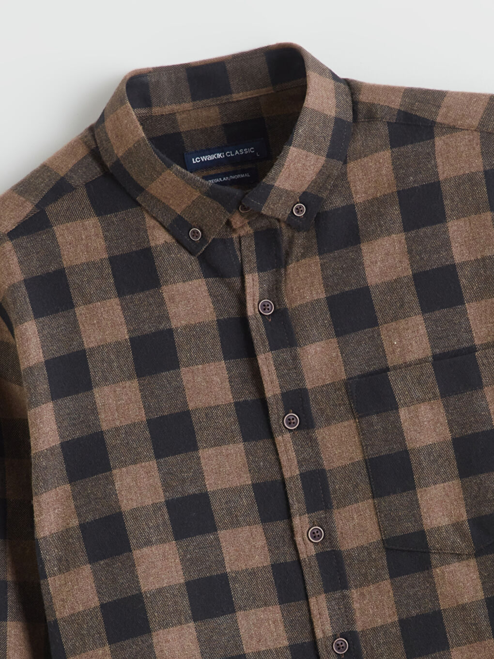 Kahverengi Regular Fit Ekose Gabardin Erkek Gömlek-5