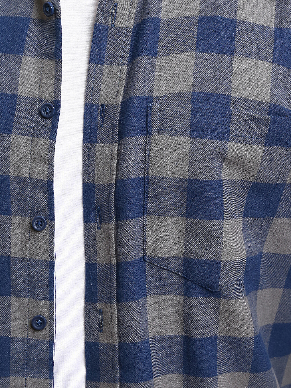Lacivert Regular Fit Ekose Gabardin Erkek Gömlek-2