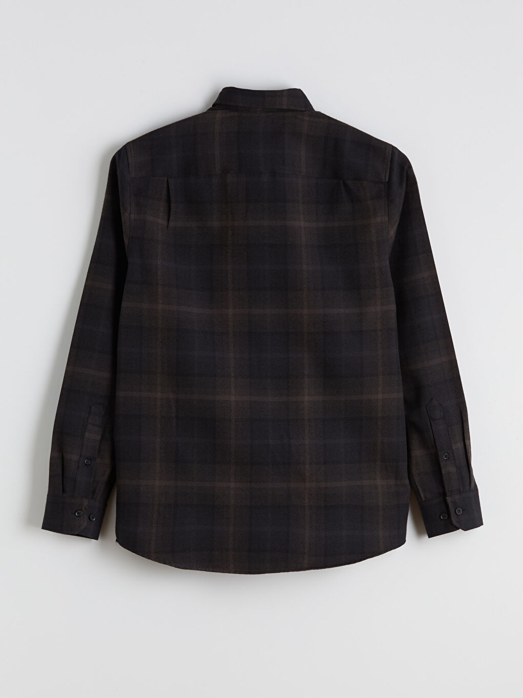 Bej Regular Fit Uzun Kollu Ekose Gabardin Erkek Gömlek-5