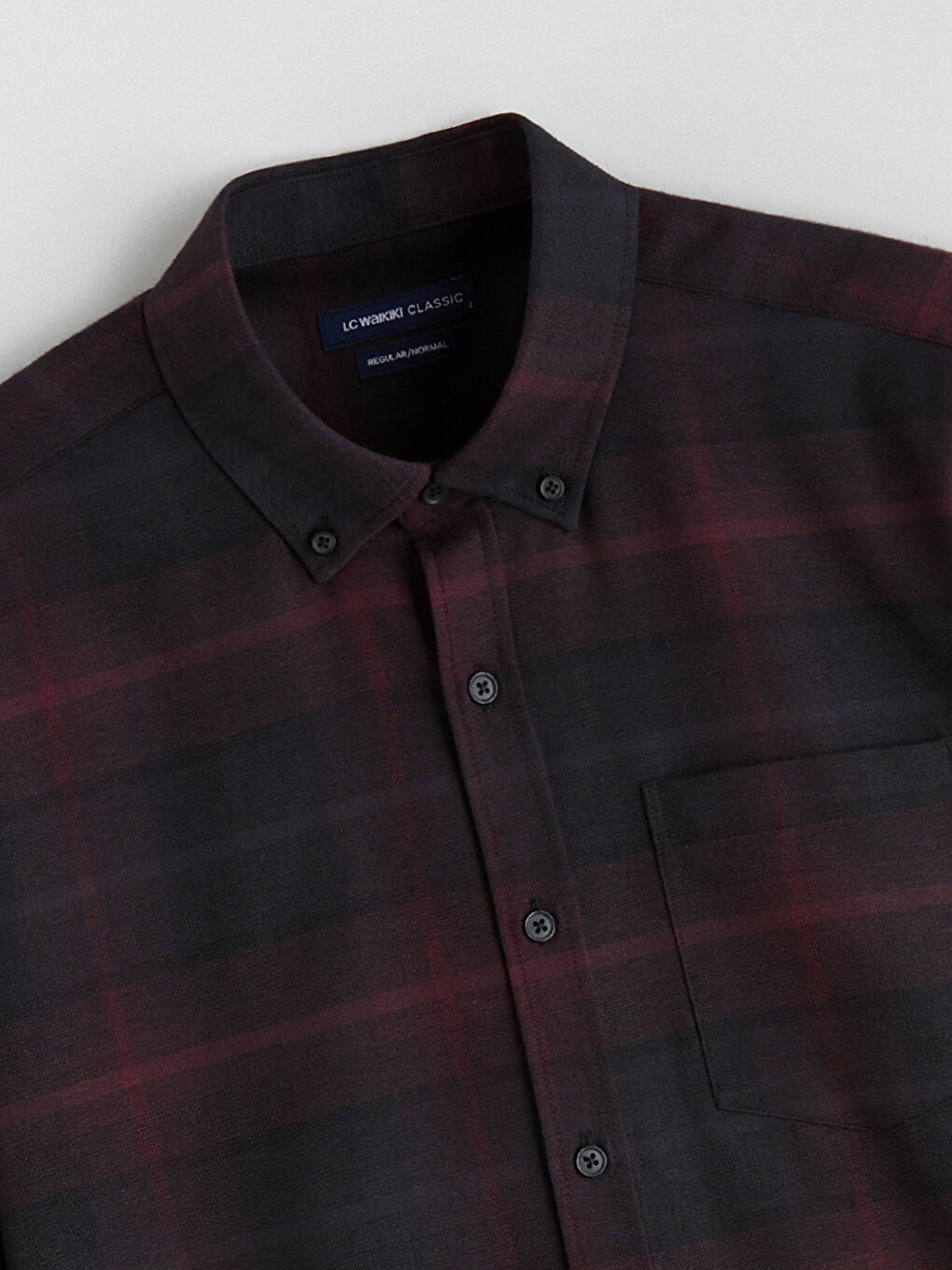 Bordo Regular Fit Uzun Kollu Ekose Gabardin Erkek Gömlek-5