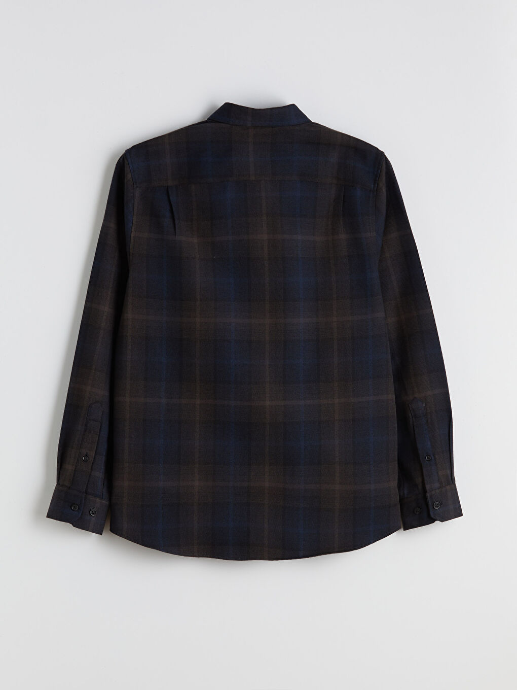 Lacivert Regular Fit Uzun Kollu Ekose Gabardin Erkek Gömlek-5