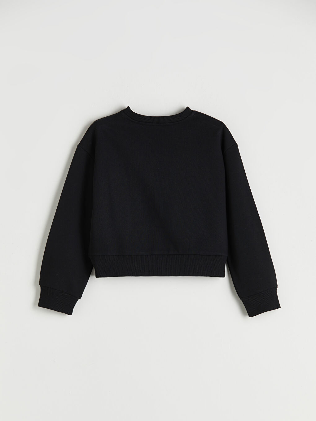 Siyah Bisiklet Yaka Kız Çocuk Sweatshirt-1