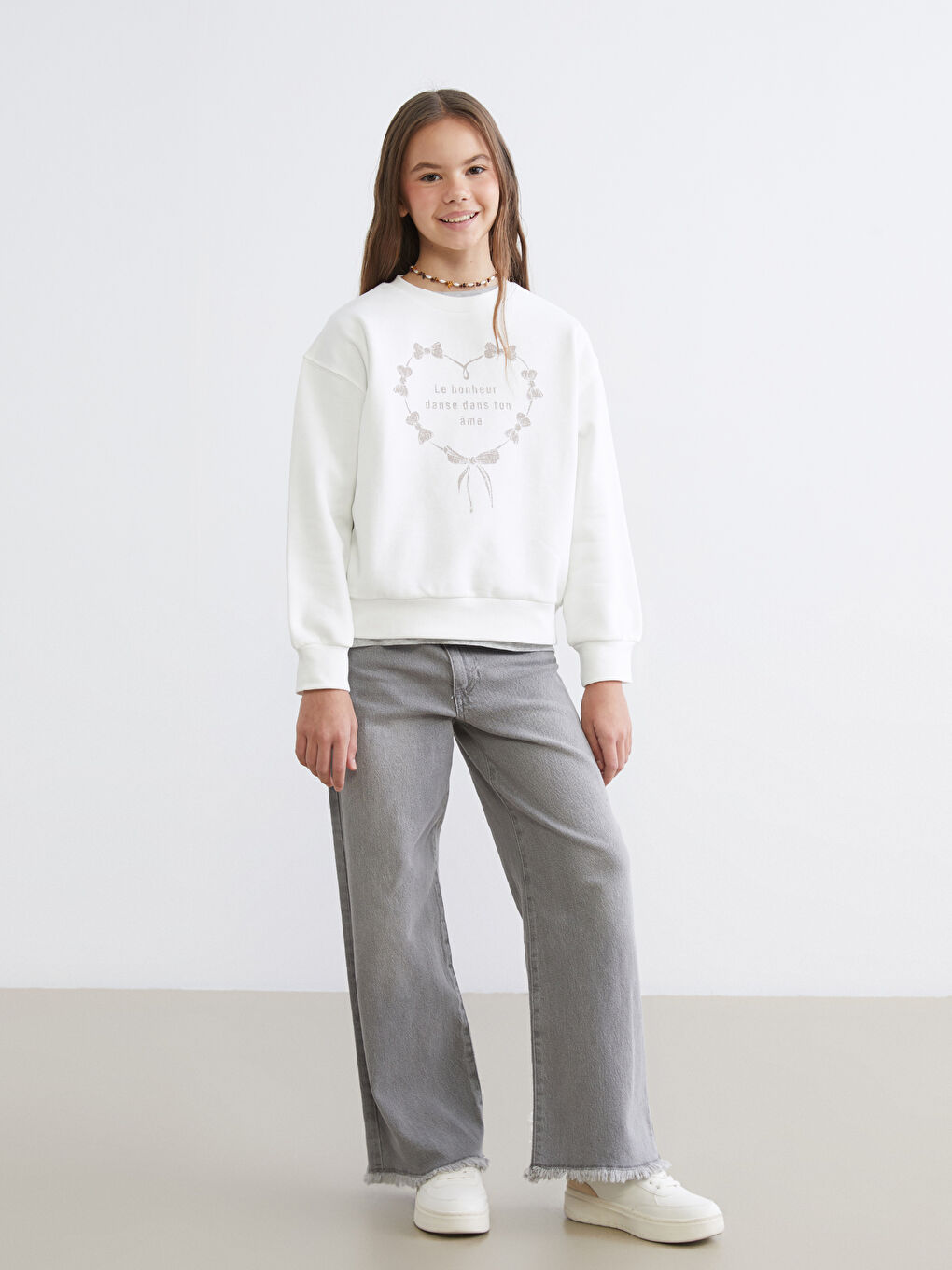 Djevojka EKRU Majica s kapuljačom/Dukserica-1