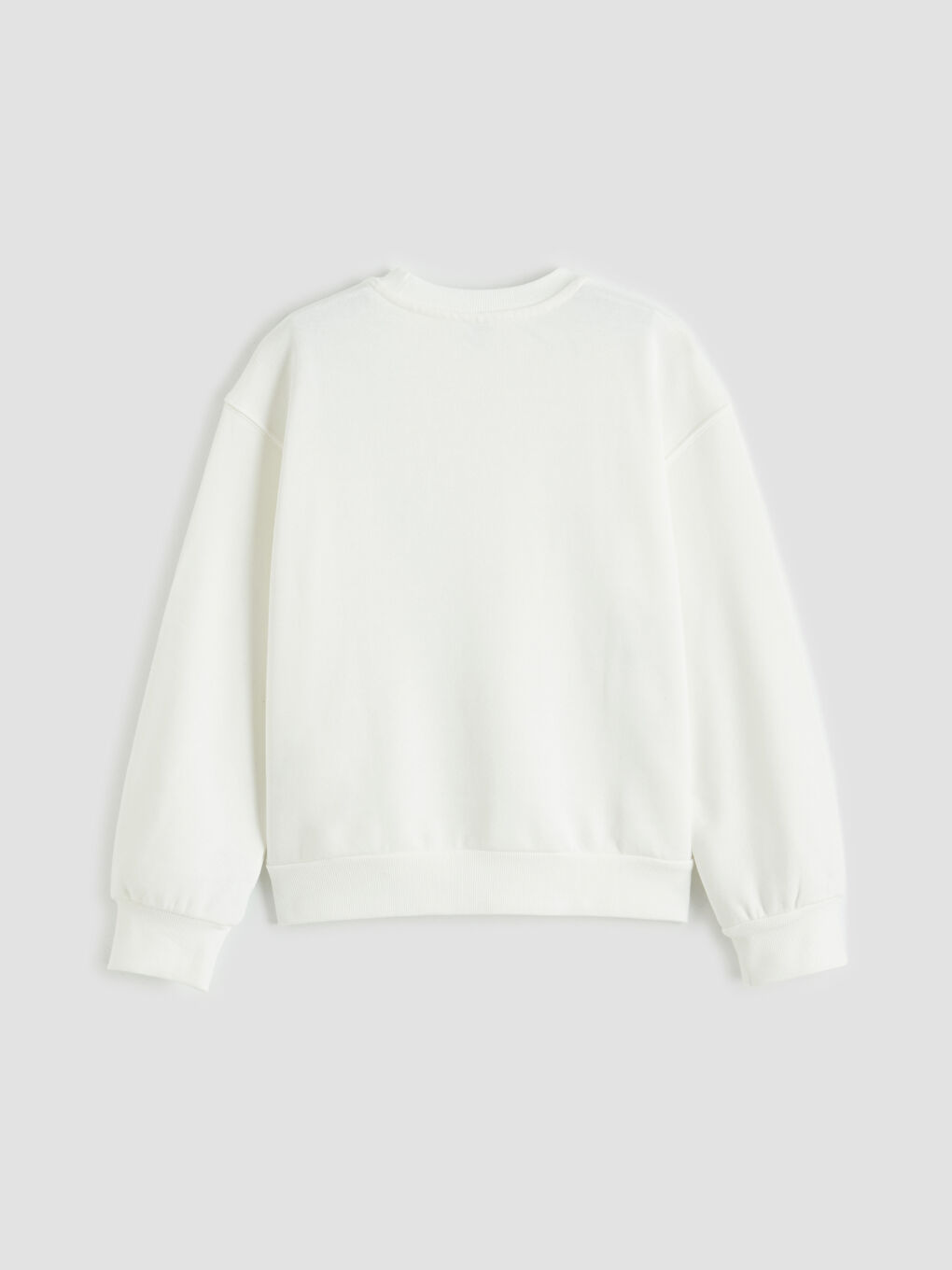 Ekru Bisiklet Yaka Çiçekli Kız Çocuk Sweatshirt-1