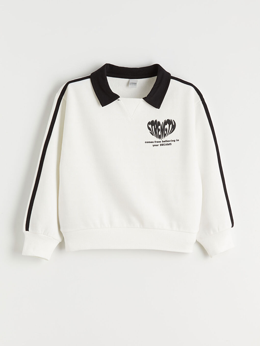 Ekru Polo Yaka Kız Çocuk Sweatshirt