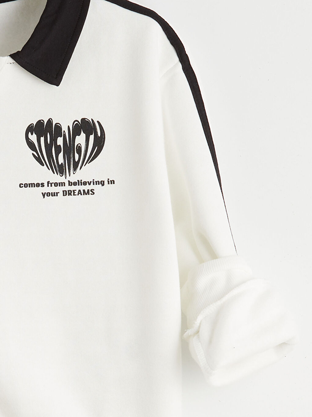 Ekru Polo Yaka Kız Çocuk Sweatshirt-2