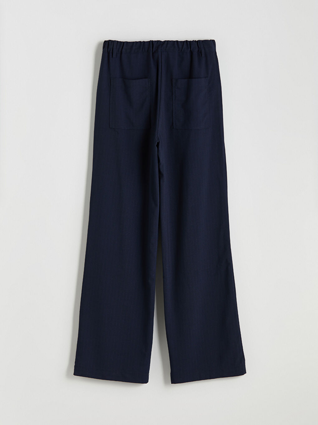 Lacivert Loose Fit Çizgili Kadın Pantolon-5