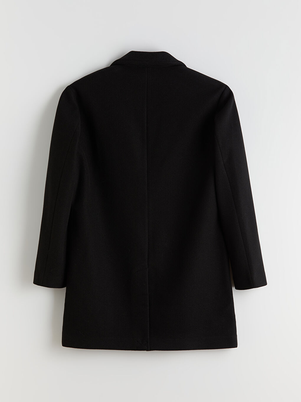 Siyah Standart Kalıp Erkek Kaşe Kaban-6