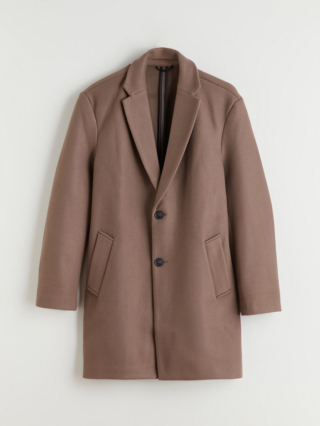 Kahverengi Standart Kalıp Erkek Kaşe Kaban-5