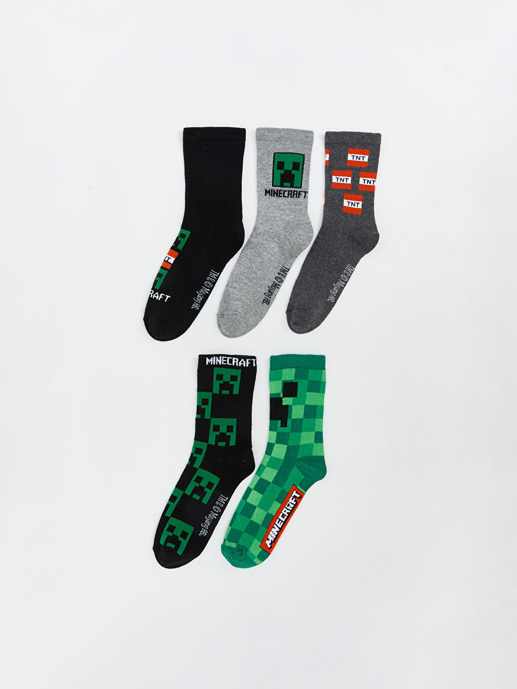 LCW Kids Minecraft Patterned Boys' Ankle Socks 5 Pack -W5DK74Z4-K00