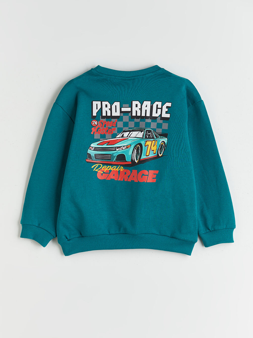 Yeşil Bisiklet Yaka Baskılı Erkek Çocuk Sweatshirt-1