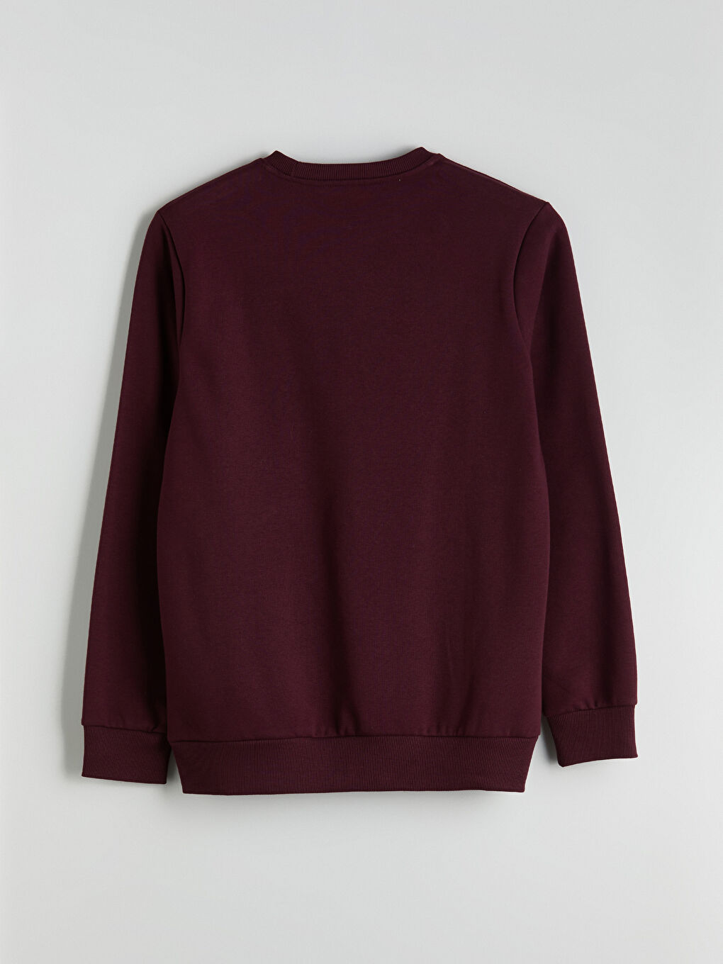 Bordo Standart Kalıp Bisiklet Yaka Baskılı Erkek Kalın Sweatshirt-5