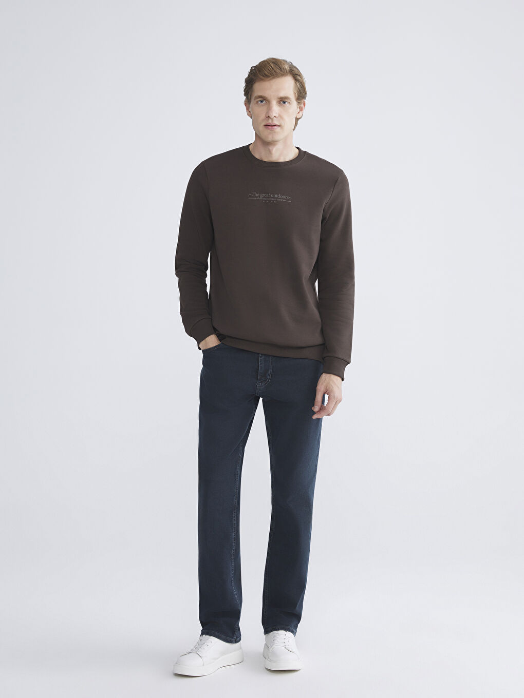 Crew Neck Printed Men's Thick Sweatshirt-1