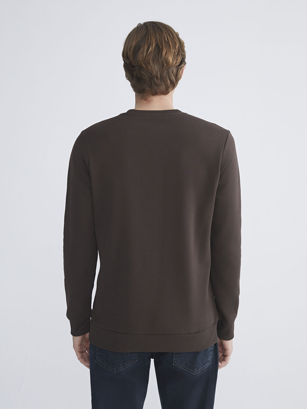 Crew Neck Printed Men's Thick Sweatshirt-3