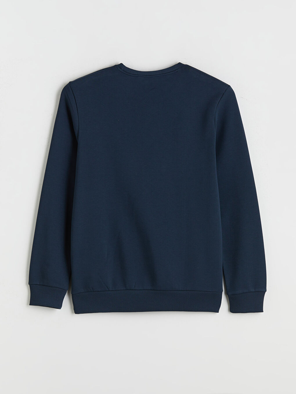 Lacivert Bisiklet Yaka Baskılı Erkek Sweatshirt-5