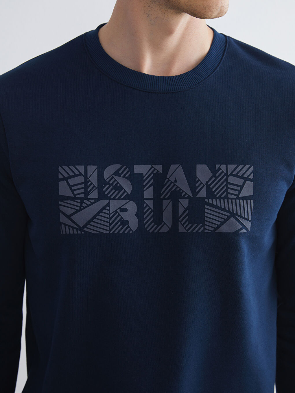 Lacivert Bisiklet Yaka Uzun Kollu Sweatshirt-2