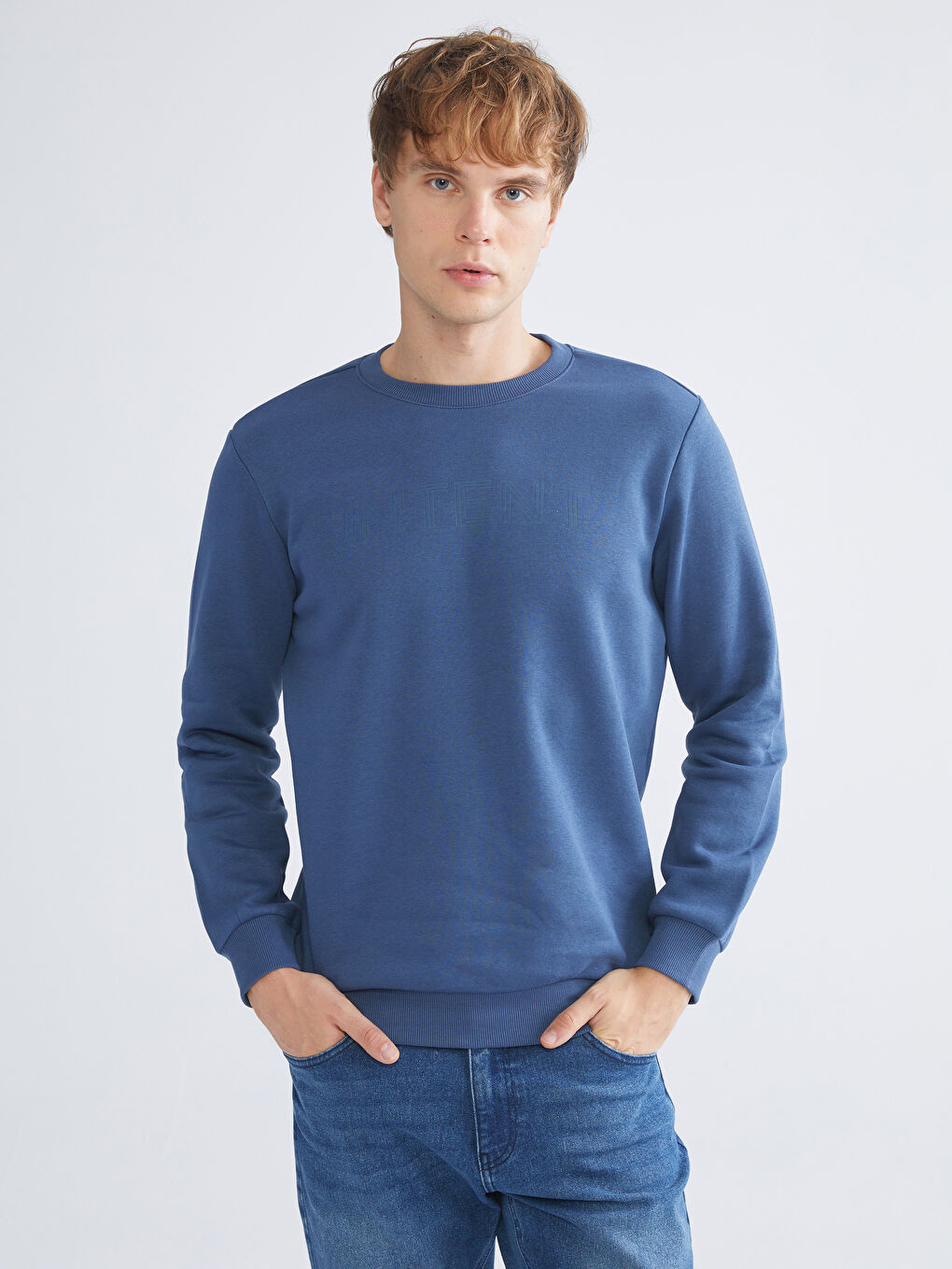Crew Neck Long Sleeve Basic Men's Sweatshirt