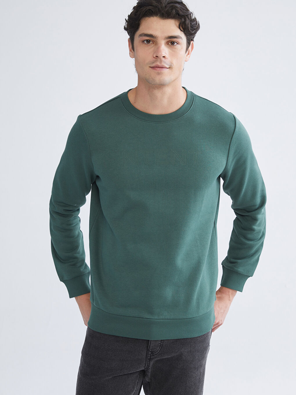 Crew Neck Long Sleeve Basic Men's Sweatshirt