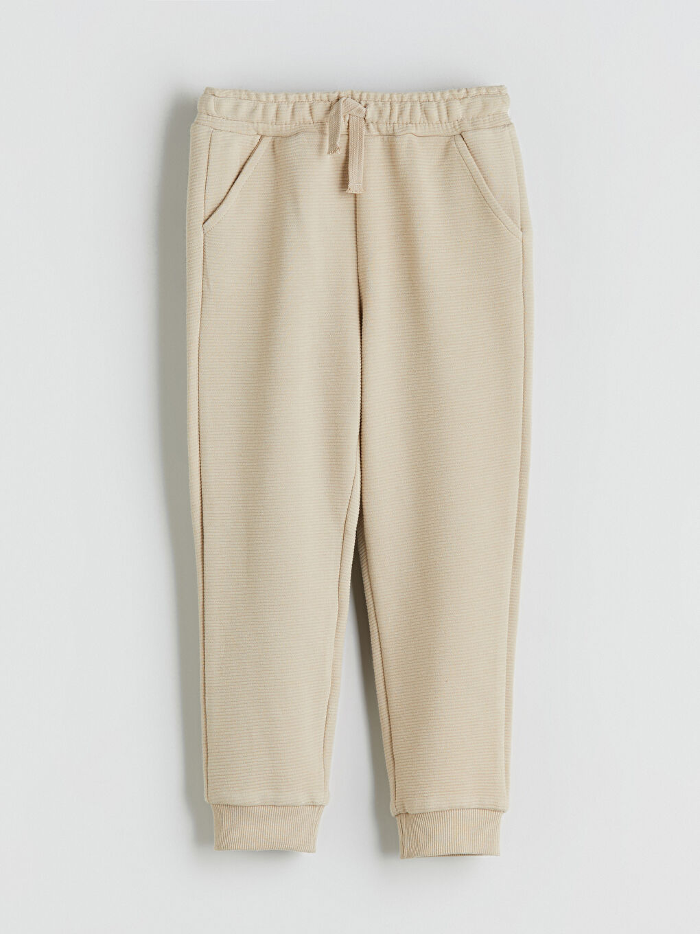 Bej Beli Lastikli  Erkek Çocuk Jogger Pantolon