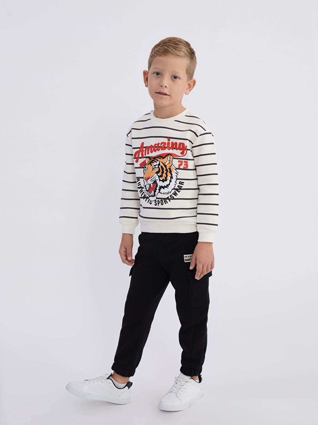 Boys' Jogger Sweatpants with Elastic Waist and Embroidery
