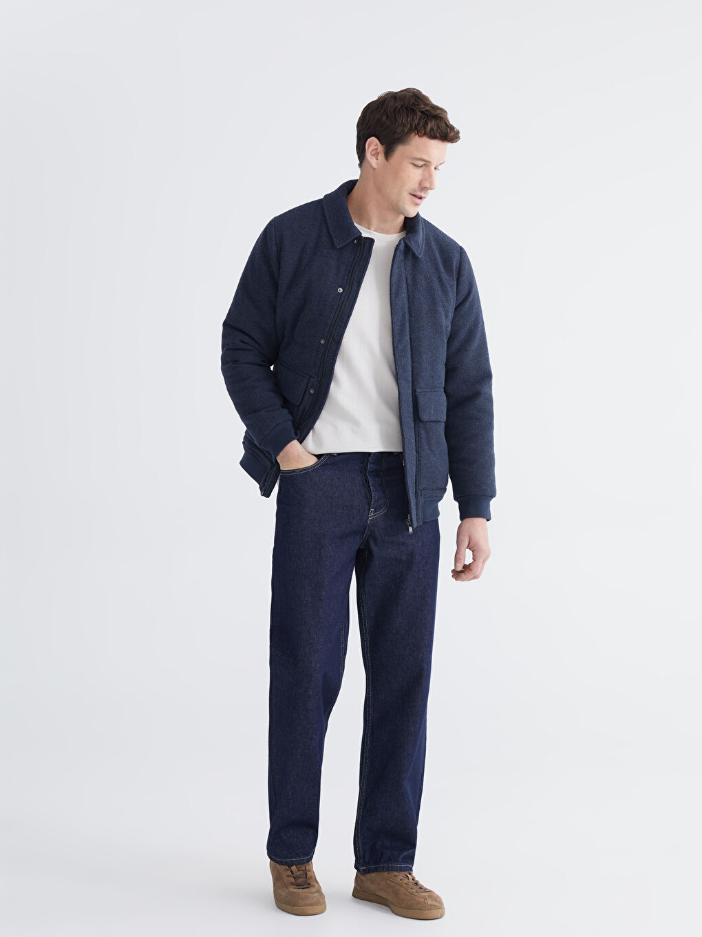 Мужчины Синий Пальто-1