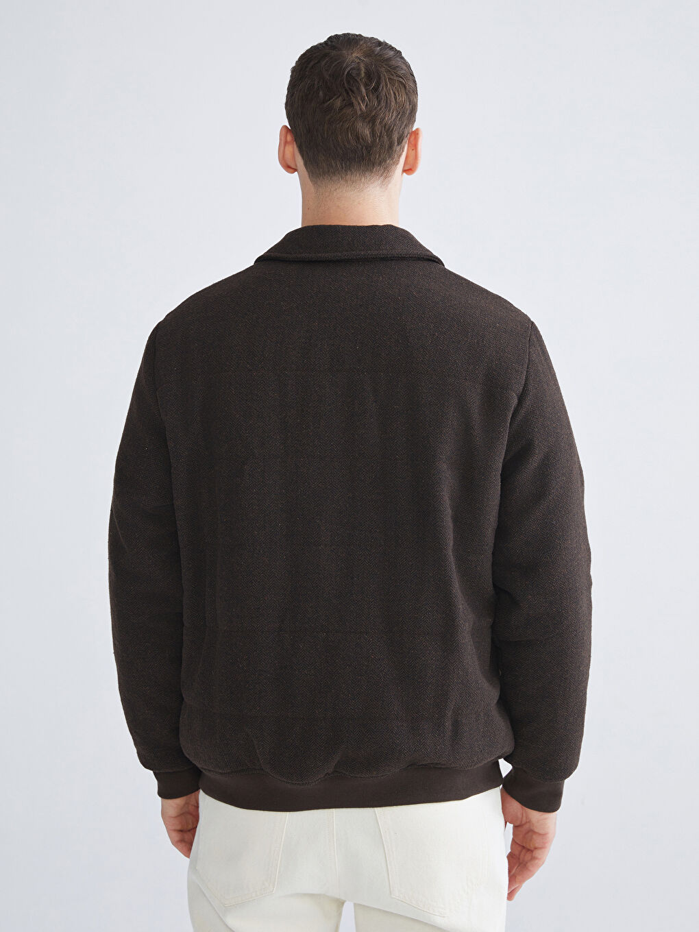 Kahverengi Standart Kalıp Gömlek Yaka Kaşe Erkek Mont-4