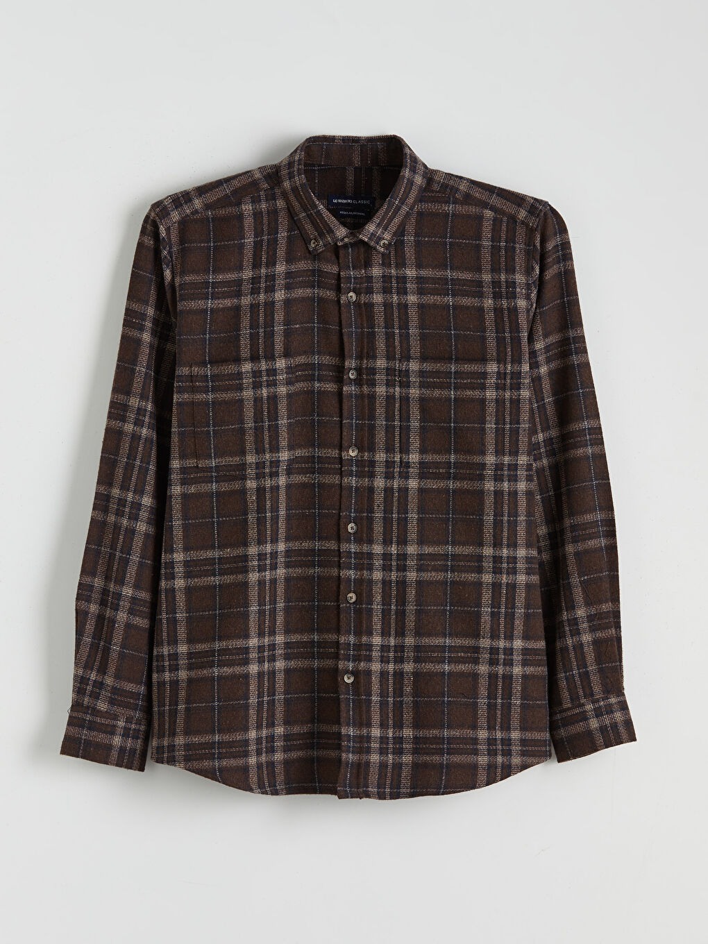 Kahverengi Regular Fit Uzun Kollu Ekose Erkek Gömlek-4