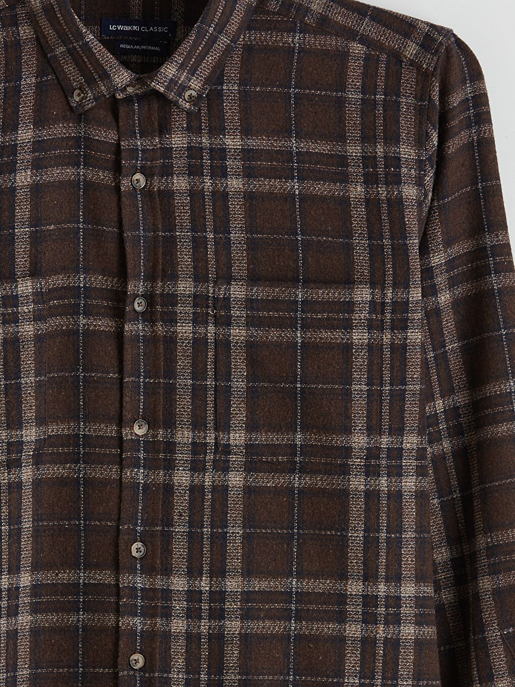 Kahverengi Regular Fit Uzun Kollu Ekose Erkek Gömlek-5