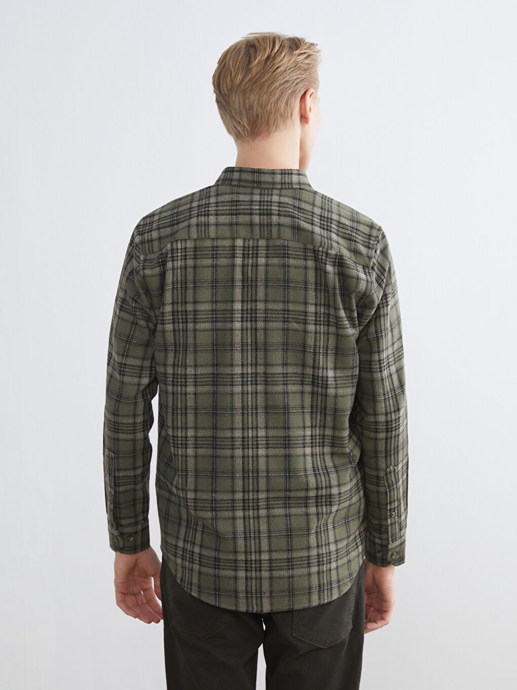 Haki Regular Fit Uzun Kollu Ekose Erkek Gömlek-3