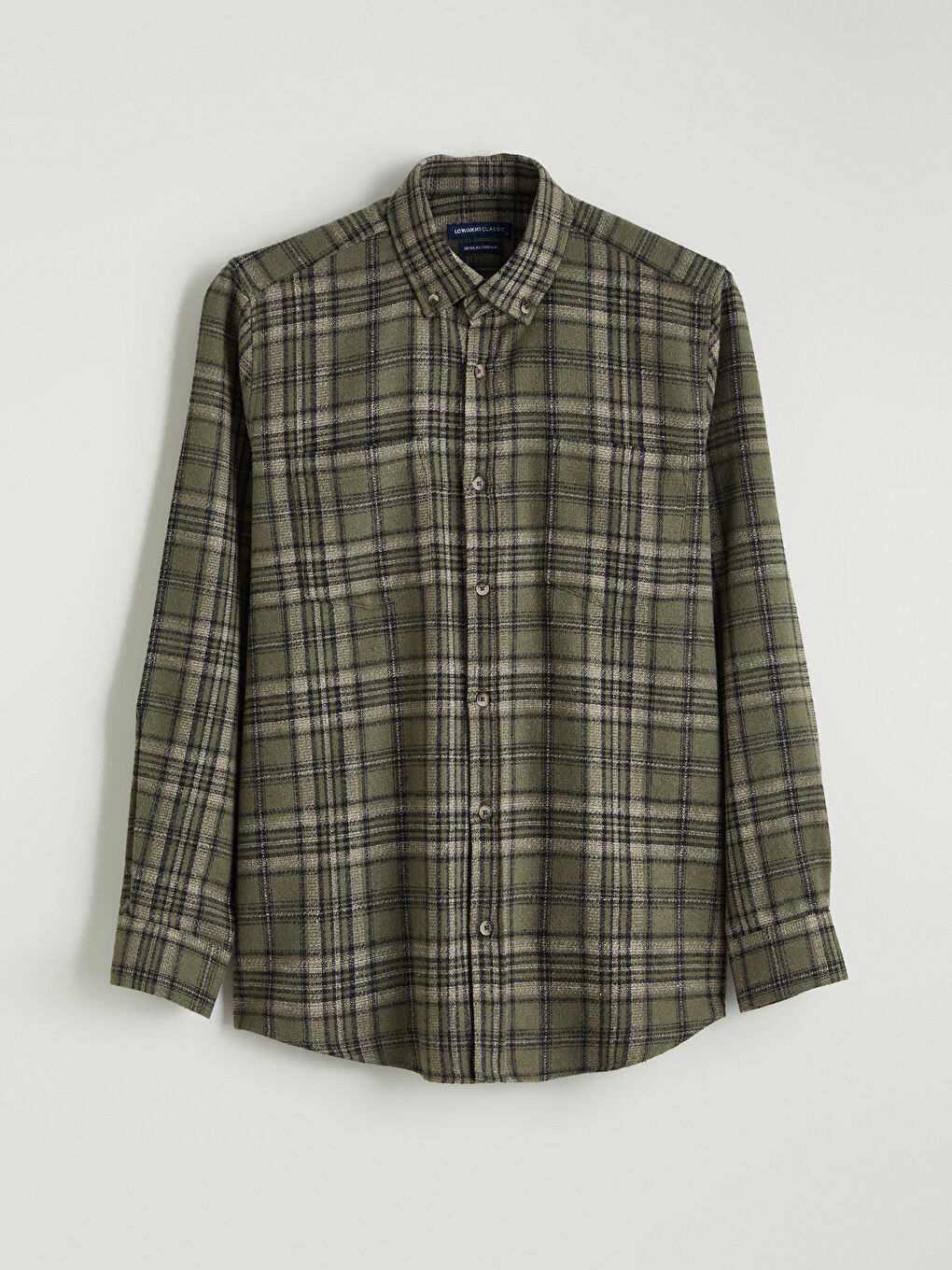 Haki Regular Fit Uzun Kollu Ekose Erkek Gömlek-4