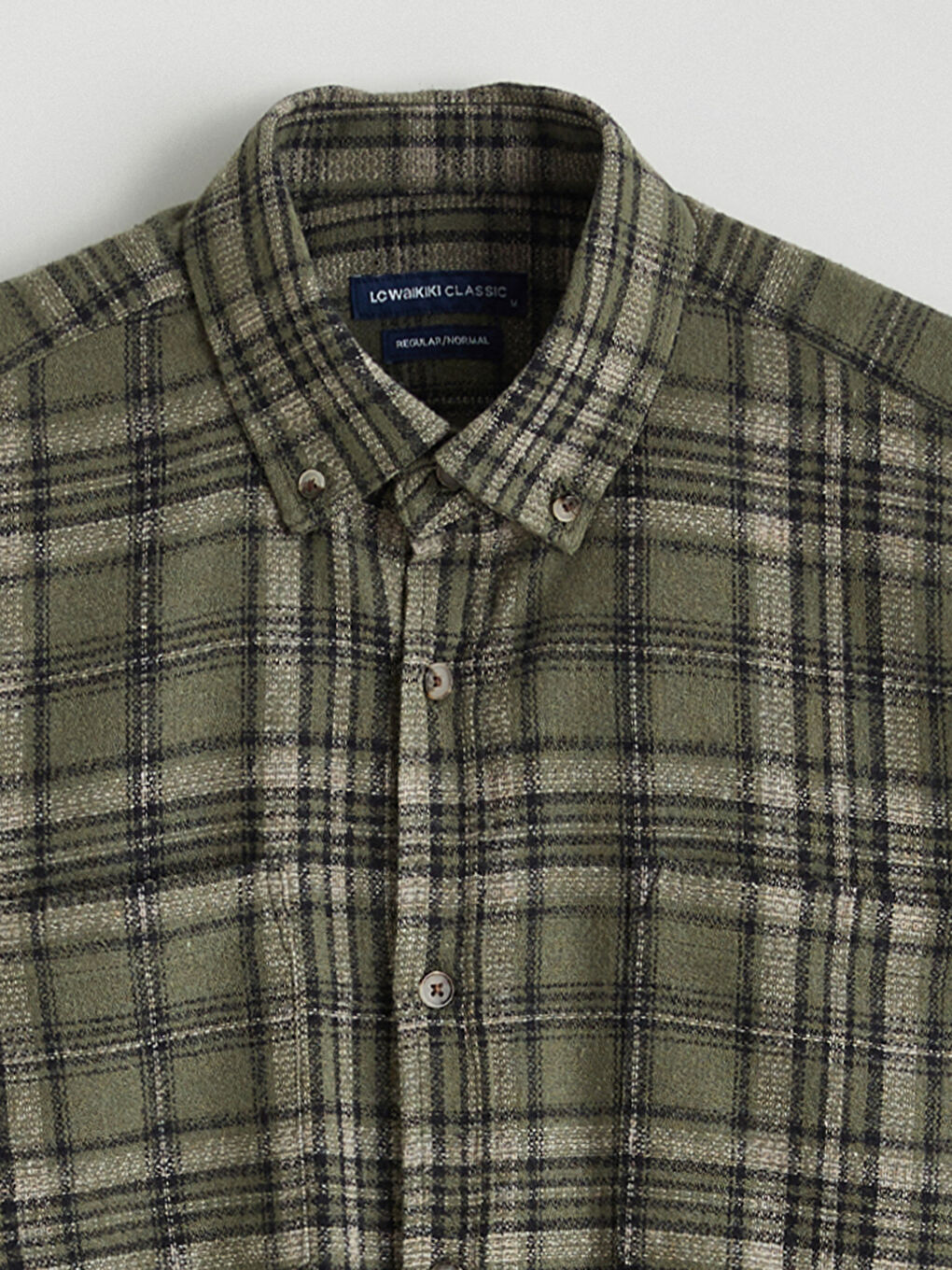 Haki Regular Fit Uzun Kollu Ekose Erkek Gömlek-5