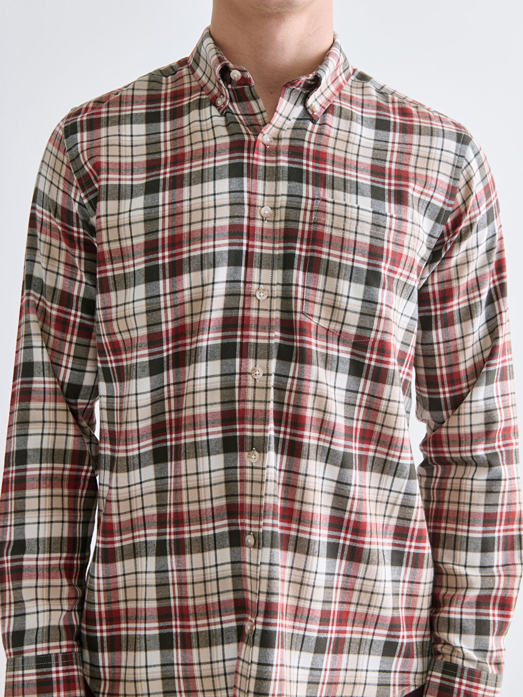 Regular Fit Long Sleeve Plaid Men's Shirt-2