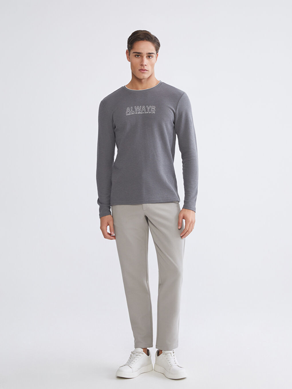 Мужская толстовка с круглым вырезом и длинными рукавами-2